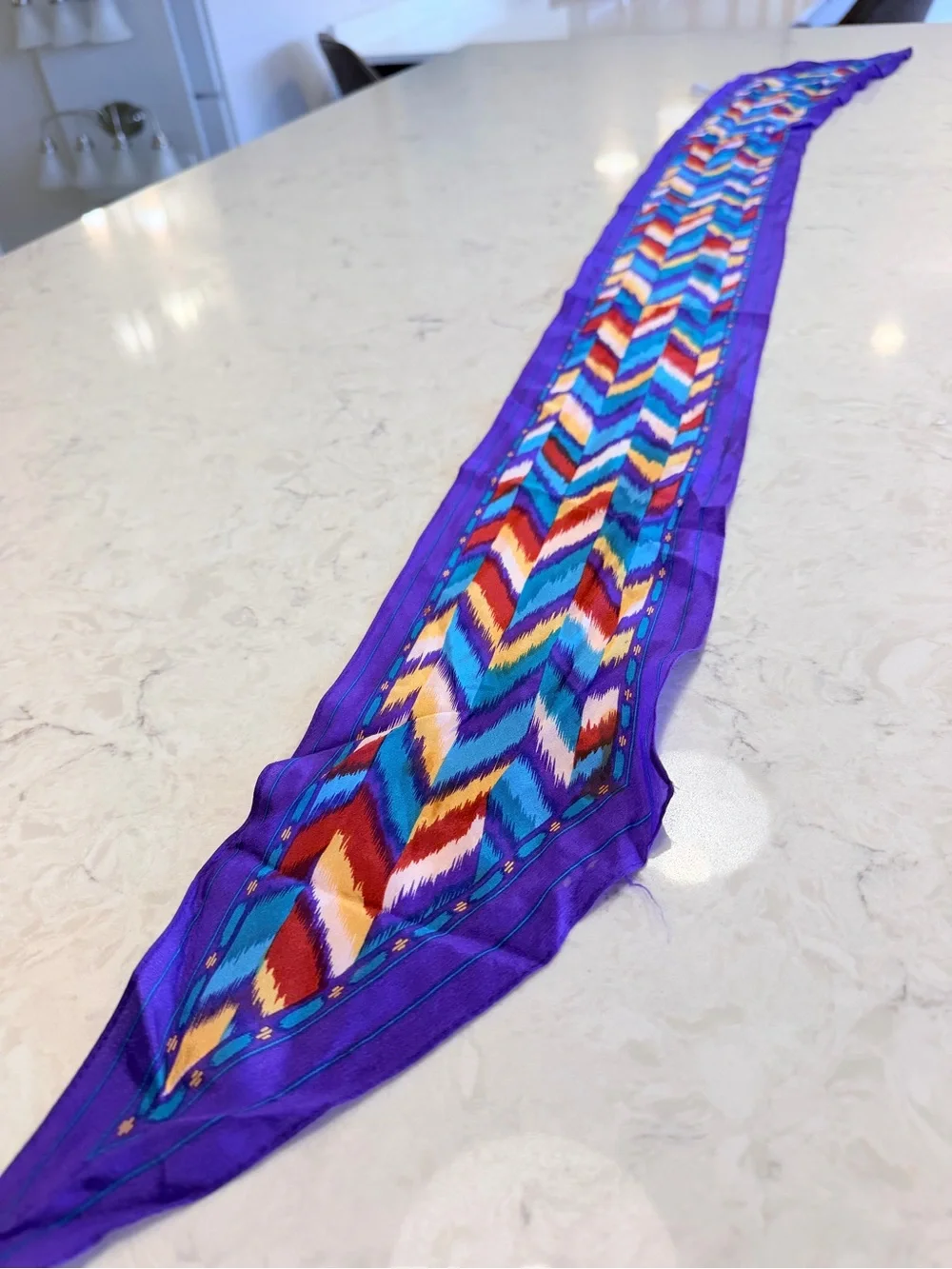 3 Piece Colorful Statement Scarf Bundle – Purple Blue Orange Geometric Paisley